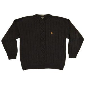 Gant Hand-Framed Rib-Knit Cable-Knit Sweater Crest Navy Blue Men's Large